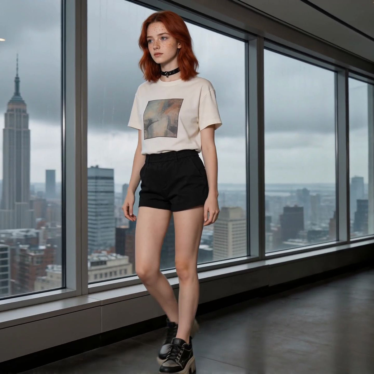 Model wearing a Meaning Borne printed T-shirt